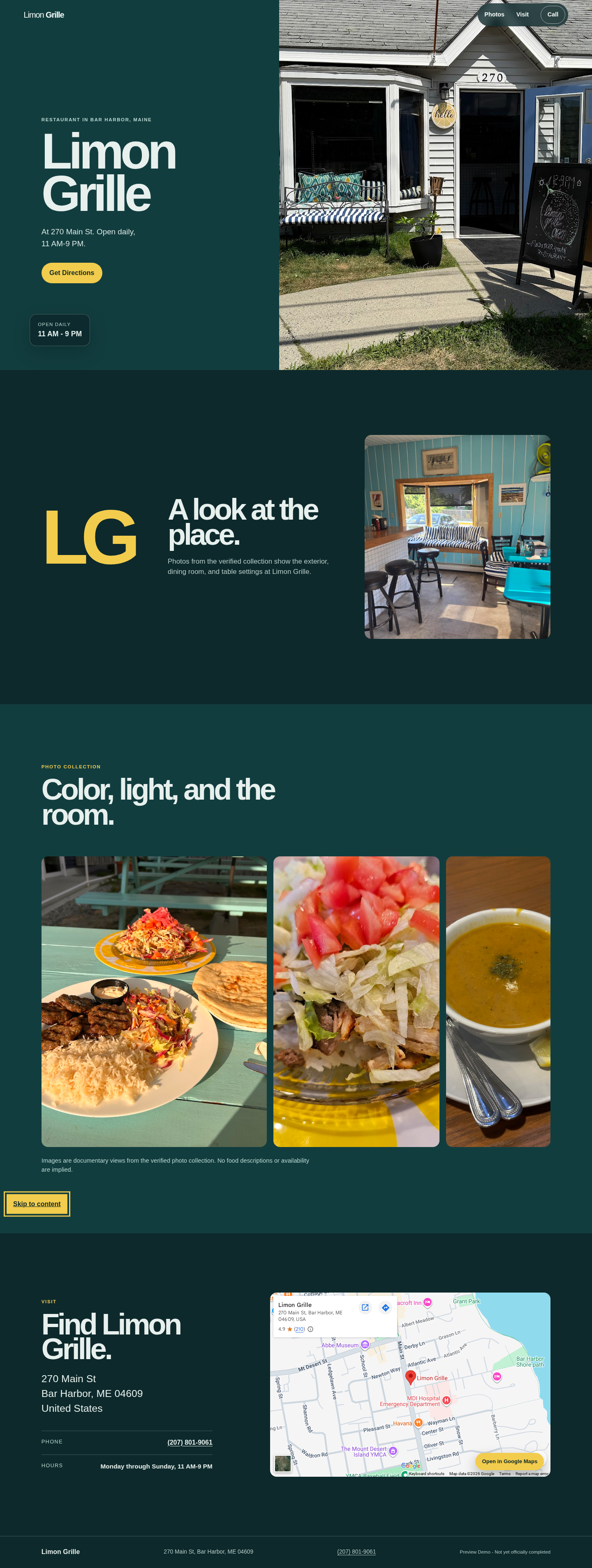 Limon Grille website concept hero